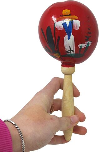 Needzo Maracas Musical Instrument, Large Colorful Wooden Pair with Hand Painted Flower Design, Latin Percussion for Adults, 8 Inches in Saudi Arabia