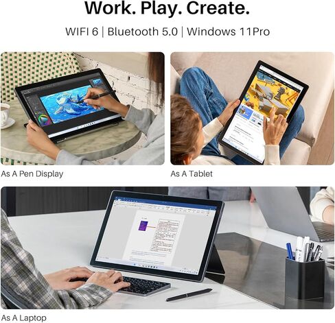 كمبيوتر HUION Kamvas Studio 16 قلم، تابلت رسم مستقل 15.8 بوصة مع شاشة لمس 2.5K QHD، 100% Adobe RGB، قلم نحيف PW550S، Windows 11 Pro، Intel Core i7، 16 جيجا رام + 512 جيجا SSD in Kuwait