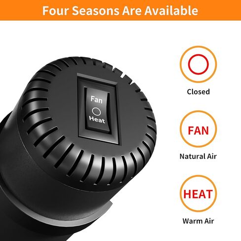 سخان سيارة مزيل الصقيع المحمول، 12 فولت 150 واط مزيل صقيع الزجاج الأمامي للسيارات عالي الطاقة، مروحة تسخين/مروحة تبريد 2 في 1 مع قاعدة تثبيت بالشفط in Kuwait