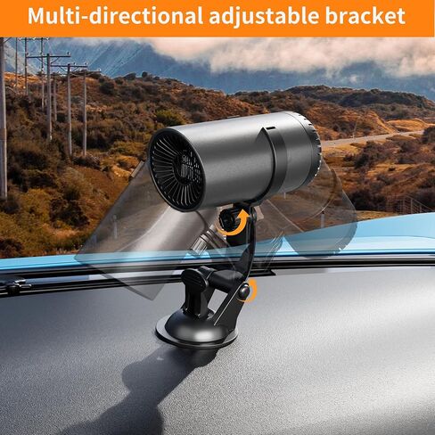 سخان سيارة مزيل الصقيع المحمول، 12 فولت 150 واط مزيل صقيع الزجاج الأمامي للسيارات عالي الطاقة، مروحة تسخين/مروحة تبريد 2 في 1 مع قاعدة تثبيت بالشفط in Kuwait