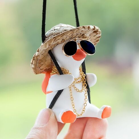 Swing Duck Car Hanging Ornament, Super Cute Swing Ducks Mirror Hanging Accessories, Auto Decoration Rearview Mirror Pendant Flying Duck Car Interior Set (Blue) in Saudi Arabia