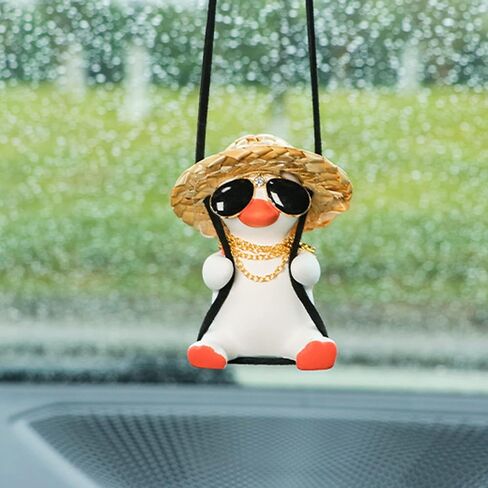 Swing Duck Car Hanging Ornament, Super Cute Swing Ducks Mirror Hanging Accessories, Auto Decoration Rearview Mirror Pendant Flying Duck Car Interior Set (Blue) in Saudi Arabia
