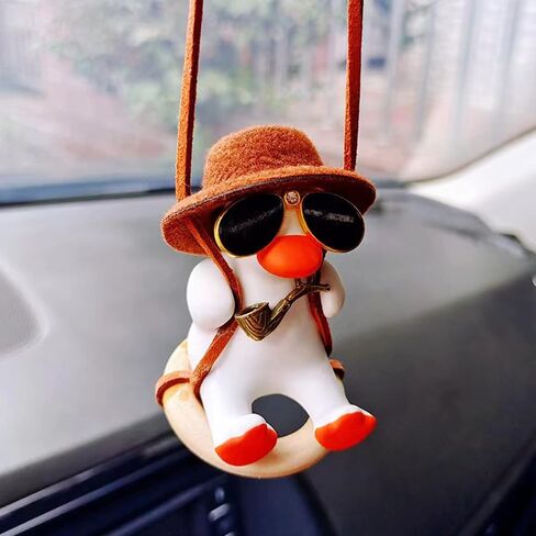 Swing Duck Car Hanging Ornament, Super Cute Swing Ducks Mirror Hanging Accessories, Auto Decoration Rearview Mirror Pendant Flying Duck Car Interior Set (Blue) in Saudi Arabia