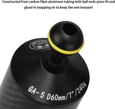Searogs D60mm 7 ''تحت الماء تعويم الذراع ألياف الكربون العائمة الكرة المزدوجة خفيفة الوزن الطفو الذراع لصينية الغوص الفيديو الضوئي/ستروب in Saudi Arabia