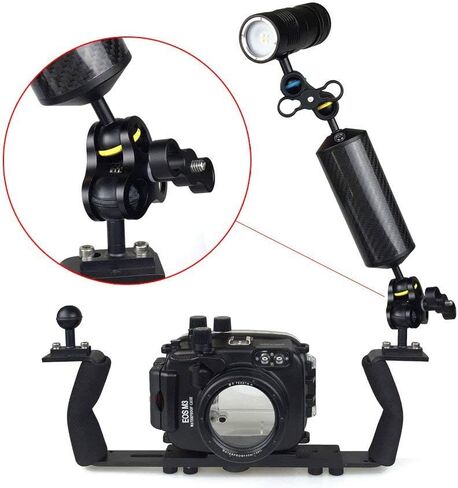Searogs D60mm 7 ''تحت الماء تعويم الذراع ألياف الكربون العائمة الكرة المزدوجة خفيفة الوزن الطفو الذراع لصينية الغوص الفيديو الضوئي/ستروب in Saudi Arabia