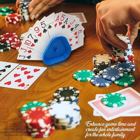 حامل حر اليدين على شكل مثلث لأوراق اللعب. صينية حامل بطاقات الألعاب مثالية للأطفال كبار السن، كاناستا، أونو، بوكر، الأطفال الكبار. الربيع التلقائي. زوايا مدورة. in Kuwait