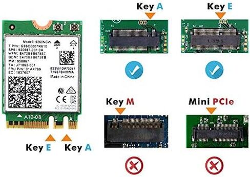 بطاقة AC WiFi لاسلكية -AC 9260 Wi-Fi 5 802.11ac محول الشبكة M.2 2230 Bluetooth 5.0 Wi-Fi Combo Card دعم Miracast لأجهزة الكمبيوتر المحمول وأجهزة الكمبيوتر المكتبية والنوافذ in Saudi Arabia