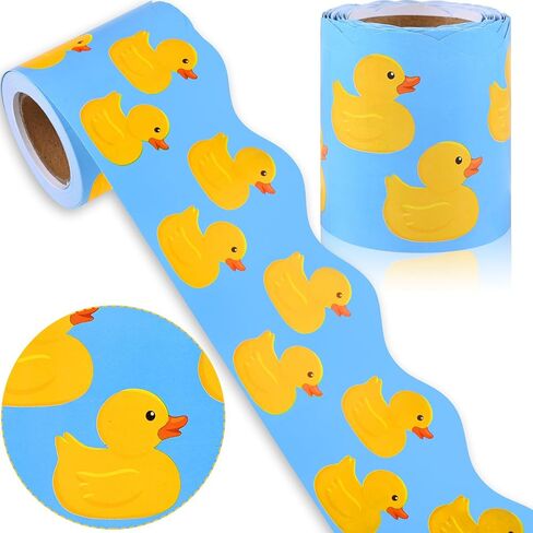 3 Rolls of Duck Bulletin Board Borders, Scalloped Classroom Borders, Quack Welcome Back Butterfly Frog Pattern Border Trim Stickers for Back to School Kindergarten Home Decor in Saudi Arabia