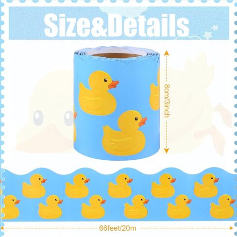 3 Rolls of Duck Bulletin Board Borders, Scalloped Classroom Borders, Quack Welcome Back Butterfly Frog Pattern Border Trim Stickers for Back to School Kindergarten Home Decor in Saudi Arabia
