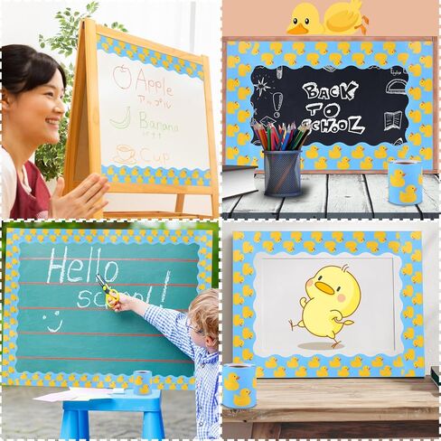 3 Rolls of Duck Bulletin Board Borders, Scalloped Classroom Borders, Quack Welcome Back Butterfly Frog Pattern Border Trim Stickers for Back to School Kindergarten Home Decor in Saudi Arabia