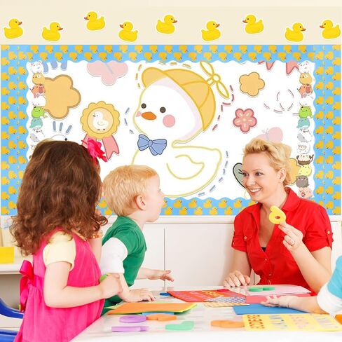 3 Rolls of Duck Bulletin Board Borders, Scalloped Classroom Borders, Quack Welcome Back Butterfly Frog Pattern Border Trim Stickers for Back to School Kindergarten Home Decor in Saudi Arabia