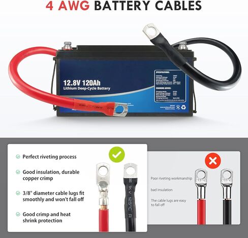 كابل بطارية 4 Awg بطول 2 قدم باللون الأسود والأحمر سلك طاقة/أرضي، سلك ألومنيوم مطلي بالنحاس 4 قياس AMG سلك بطارية ناعم الملمس لمقطورة السيارة الشمسية RV العاكس in Kuwait
