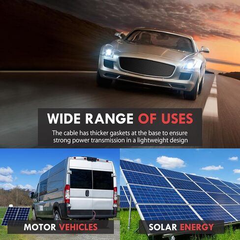 كابل بطارية 4 Awg بطول 2 قدم باللون الأسود والأحمر سلك طاقة/أرضي، سلك ألومنيوم مطلي بالنحاس 4 قياس AMG سلك بطارية ناعم الملمس لمقطورة السيارة الشمسية RV العاكس in Kuwait