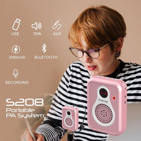 Mini Voice Amplifier with Headset Microphone Wired Portable Bluetooth Speaker Rechargeable Pa System Personal Amplifier for Teachers, Tour Guides, Coaches, Elders, etc in Saudi Arabia