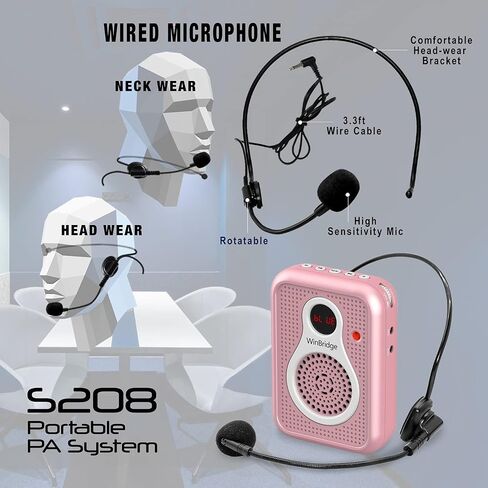Mini Voice Amplifier with Headset Microphone Wired Portable Bluetooth Speaker Rechargeable Pa System Personal Amplifier for Teachers, Tour Guides, Coaches, Elders, etc in Saudi Arabia