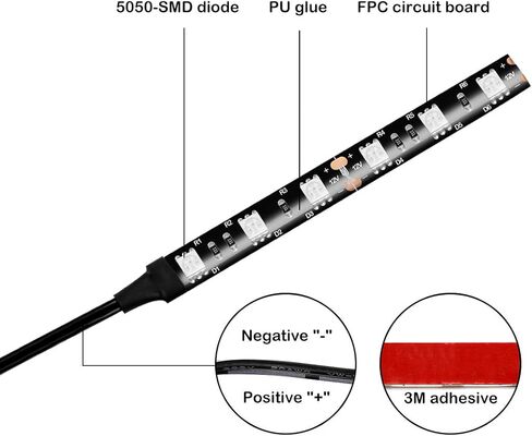 CZC AUTO 6 LED شريط ضوء كهرماني للوحة ترخيص احتياطية لإشارة الانعطاف للدراجات النارية، قطعتان 12 فولت 6-5050-SMD شريط إضاءة مرن أصفر مقاوم للماء عالمي للدراجات النارية ATV UTV سكوتر دراجة in Kuwait