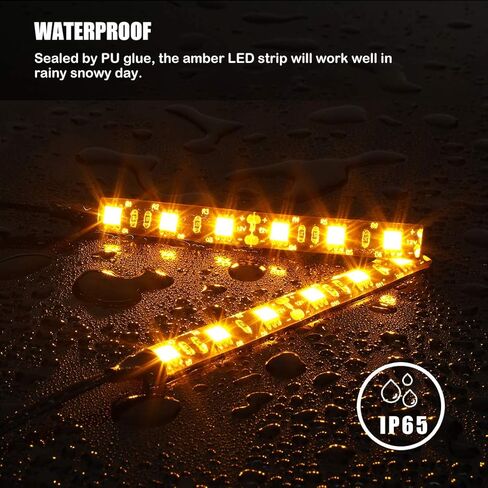 CZC AUTO 6 LED شريط ضوء كهرماني للوحة ترخيص احتياطية لإشارة الانعطاف للدراجات النارية، قطعتان 12 فولت 6-5050-SMD شريط إضاءة مرن أصفر مقاوم للماء عالمي للدراجات النارية ATV UTV سكوتر دراجة in Kuwait