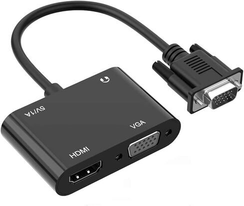 VGA إلى HDMI VGA Audio Video Cable Splitter مع طاقة USB صوتية 3.5 مم للكمبيوتر، سطح المكتب، الكمبيوتر المحمول، الكمبيوتر الشخصي، الشاشة، جهاز العرض، HDTV، يدعم العرض المزدوج in Kuwait