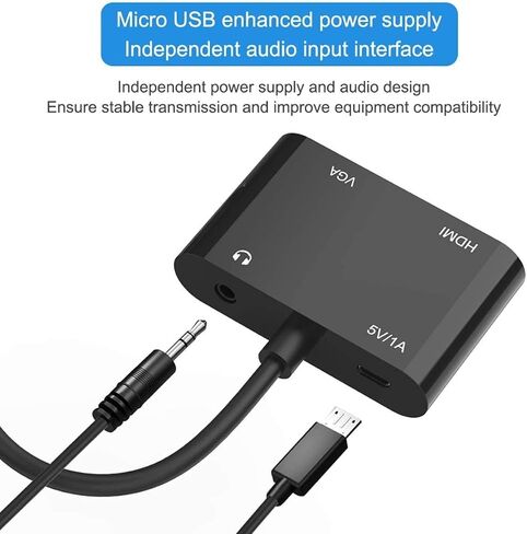 VGA إلى HDMI VGA Audio Video Cable Splitter مع طاقة USB صوتية 3.5 مم للكمبيوتر، سطح المكتب، الكمبيوتر المحمول، الكمبيوتر الشخصي، الشاشة، جهاز العرض، HDTV، يدعم العرض المزدوج in Kuwait