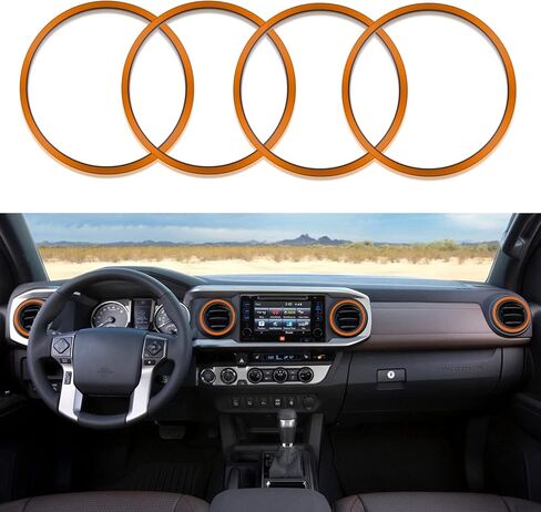 for Tacoma Inner AC Vent Decoration Rings Dash Dashboard Air Conditioner Air Outlet Vent Cover Trim Compatible with Tacoma 2016-2021 4pcs(Black) in Kuwait