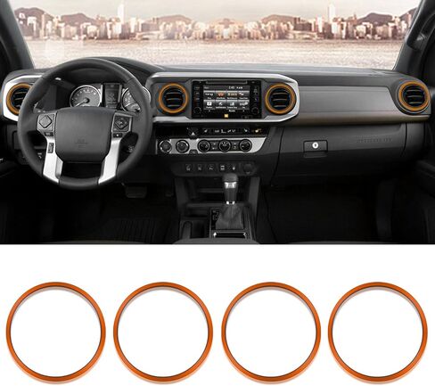 for Tacoma Inner AC Vent Decoration Rings Dash Dashboard Air Conditioner Air Outlet Vent Cover Trim Compatible with Tacoma 2016-2021 4pcs(Black) in Kuwait