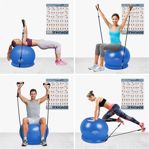 كرة اليوجا، كرة تمرين 65 سم، كرات اللياقة البدنية، كرة ثبات مضادة للانزلاق ومضادة للانفجار لليوجا والبيلاتس والولادة والتوازن واللياقة البدنية مع دليل التمرين ومضخة سريعة in Kuwait