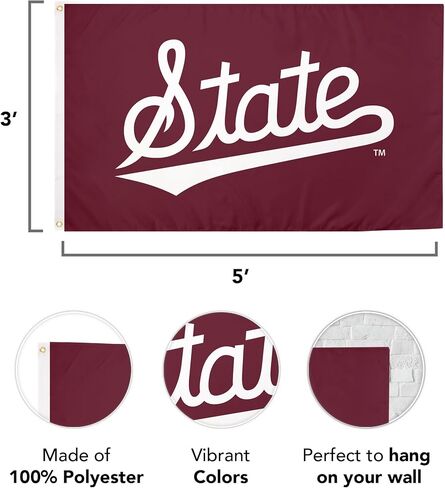 Desert Cactus Mississippi State University Flag Bulldogs MSU Flags Banners 100% Polyester Indoor Outdoor 3x5 Flag (Style Z) in Saudi Arabia