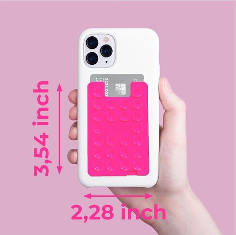 Suction Cup Phone Mount - Pink Silicone Phone Grips for Back of iPhone with Card Holder Case, Adhesive Sticky Accessories for iPhones & Also Comaptible with All Other Brands in Kuwait