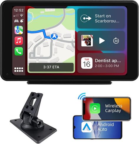 شاشة بليمبتون 2024 المحمولة Apple Carplay/Android للسيارة، شاشة لمس IPS 7 بوصة تعمل باللمس، مشغل وسائط متعددة للسيارة مع التحكم الصوتي، BT، FM، وصلة مرآة لجميع المركبات in Saudi Arabia