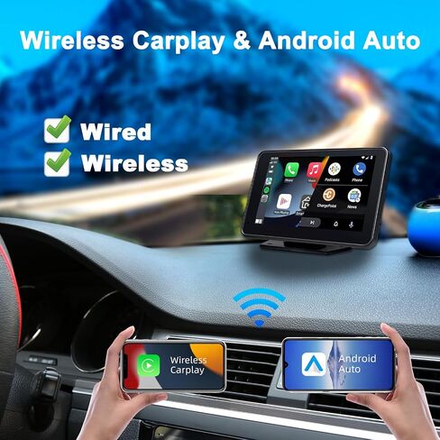 شاشة بليمبتون 2024 المحمولة Apple Carplay/Android للسيارة، شاشة لمس IPS 7 بوصة تعمل باللمس، مشغل وسائط متعددة للسيارة مع التحكم الصوتي، BT، FM، وصلة مرآة لجميع المركبات in Saudi Arabia