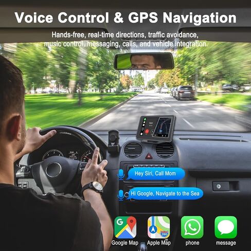 شاشة بليمبتون 2024 المحمولة Apple Carplay/Android للسيارة، شاشة لمس IPS 7 بوصة تعمل باللمس، مشغل وسائط متعددة للسيارة مع التحكم الصوتي، BT، FM، وصلة مرآة لجميع المركبات in Saudi Arabia
