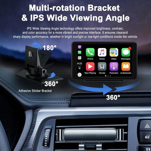 شاشة بليمبتون 2024 المحمولة Apple Carplay/Android للسيارة، شاشة لمس IPS 7 بوصة تعمل باللمس، مشغل وسائط متعددة للسيارة مع التحكم الصوتي، BT، FM، وصلة مرآة لجميع المركبات in Saudi Arabia