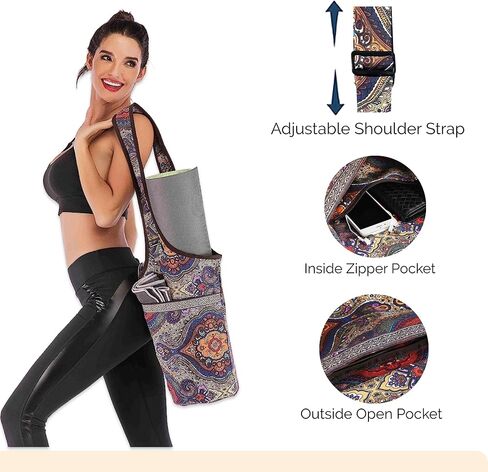 Yoga Mat Bag Adjustable Strap Large Size Pocket and Zipper Pocket Fit Most Size Mats in Kuwait