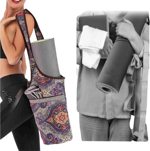 Yoga Mat Bag Adjustable Strap Large Size Pocket and Zipper Pocket Fit Most Size Mats in Kuwait