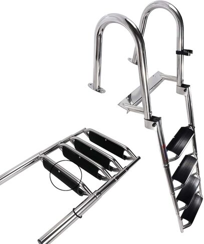 سلم قارب متداخل ذو 4 خطوات يعزز سلم الرصيف بدرابزين يدوي وخطوات واسعة جدًا in Kuwait