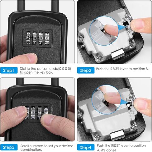 صندوق قفل مفتاح مطور، صندوق قفل لمفتاح المنزل، صندوق قفل تخزين مفتاح مكون من 4 أرقام مقاوم للطقس، صندوق قفل بسعة 5 مفاتيح مع كبل قابل للإزالة للأماكن الداخلية والخارجية، فضي 3.66 بوصة in Kuwait