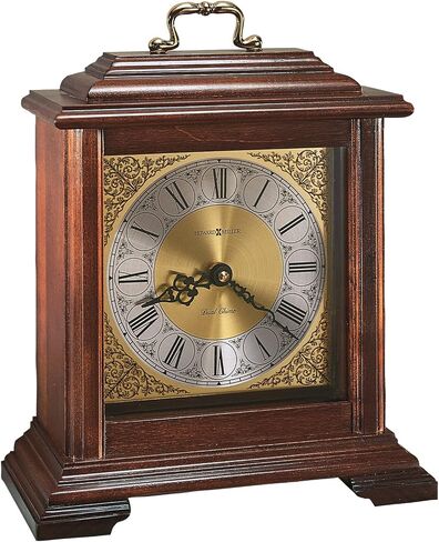 ساعة Howard Miller Medford Mantel Clock 612-481 - لمسة نهائية من الكرز وندسور، قوس إنجليزي كلاسيكي، مقبض بلمسة نهائية من النحاس، حركة كوارتز مزدوجة الرنين in Saudi Arabia