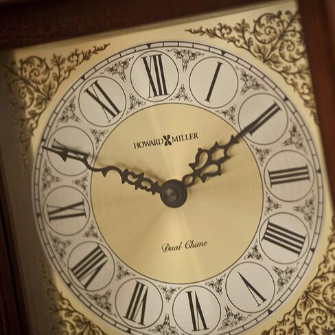 ساعة Howard Miller Medford Mantel Clock 612-481 - لمسة نهائية من الكرز وندسور، قوس إنجليزي كلاسيكي، مقبض بلمسة نهائية من النحاس، حركة كوارتز مزدوجة الرنين in Saudi Arabia