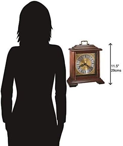 ساعة Howard Miller Medford Mantel Clock 612-481 - لمسة نهائية من الكرز وندسور، قوس إنجليزي كلاسيكي، مقبض بلمسة نهائية من النحاس، حركة كوارتز مزدوجة الرنين in Saudi Arabia