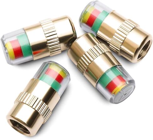 Carreno 4pcs New Car All Copper Material Tire Pressure Caps 35 PSI 2.4 Bar TPMS Tire Pressure Monitor Sensor Indicator 3 Color Eye Alert in Saudi Arabia