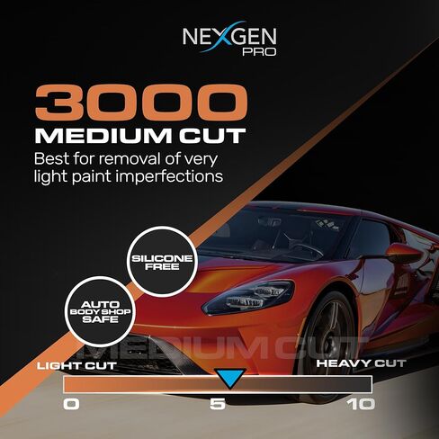 Nexgen Pro 3000 قطع متوسط ​​16 أونصة | مزيل خدوش السيارة الآمن من بودي شوب | خالي من الحشو، صنع في الولايات المتحدة الأمريكية، مواد كاشطة متخصصة للتقليل | مزيل خدوش مائي للمركبات in Kuwait