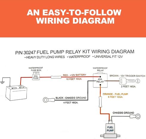 Fuel Pump Relay Assembly 40A Relay 30A Fuse Replacement for 12V System P/N 30247 Electric Fuel Pump Wiring Harness Relay Kit Waterproof Relay Switch Kit in Saudi Arabia
