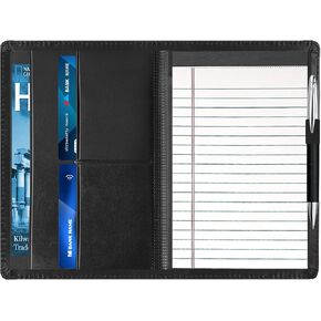 Classic Padfolio/Junior Portfolio Folder Case ، A5 Business Organizer Binder for Men Women ، 5 × 8 منصة كتابة ، أسود