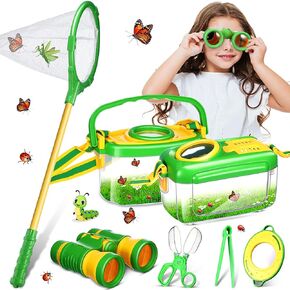 تشمل ألعاب Bug Sherr Bug للطفل 7 PCS ألعاب Bug Explorer في الهواء الطلق مربعًا للحشرات ، شبكة الفراشة ، مقطع حشرات كبسولة ، زجاج مكبرة ، مجهر ، ملاقط الحشرات ، عارض الفراشة.
