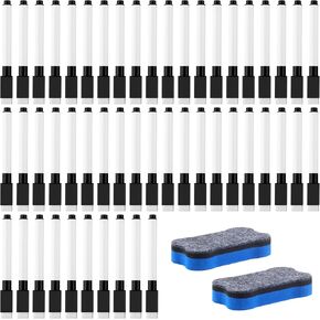 amassan 10 Pack Magnetic Dry Erase Markers with Eraser - Assorted Colors Fine Tip Whiteboard Markers for Teachers, Office & School Supplies (Includes 1 Magnetic Eraser)