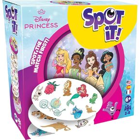 Spot It! Disney Princess Card Game (2024 Refresh) - Eco-Sleeve Edition, 5-in-1 Visual Perception Game for Quick Reflexes and Family Fun, Ages 6+, 2-8 Players, 10 Minute Playtime, Made by Zygomatic