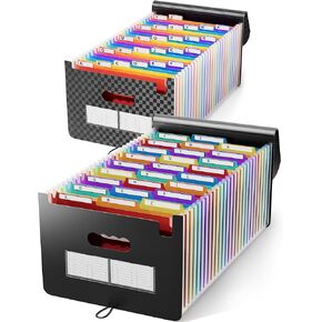 ABC LIFE 26 POCKETS CORMINTION FILE منظم إيصال الفواتير الشهري ، وتوسيع نطاق مجلدات الملفات بعلامات تبويب ملونة ، ورسالة/A4 SIZE 2 حزم