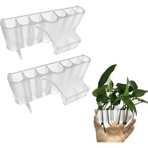 2Pcs 7 Holes Aquarium Plant Holders,Plant Holder for Aquarium with Hooks,Plant Holder for Fish Tank Aquaponic Plant Cultivation and Aquascape Decorations (Transparent) in Kuwait