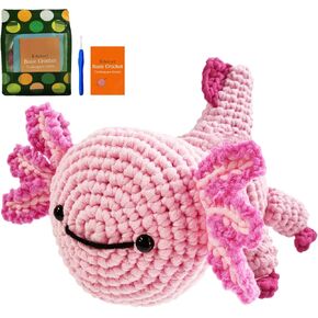 Kitcroet Crochet Kit Kit xlectively-friender xlectl kit مع دروس فيديو خطوة بخطوة ، مجموعة amigurumi crocheting ، 1 pack pink axolotl
