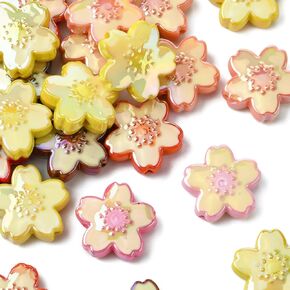 kitbeads 30pcs زهرة عشوائية زهرة حبات الأكريليك الأزهار الزهرية الشفوية للأساور لأساور مجوهرات صنع قلادات الحرف الكبيرة